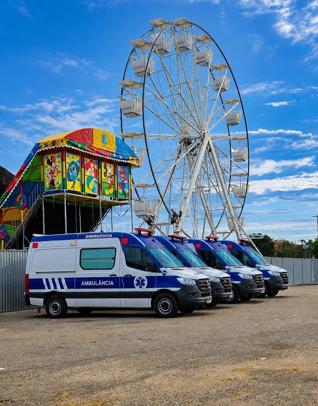 Frota de ambulâncias da Lcastro em cobertura de evento