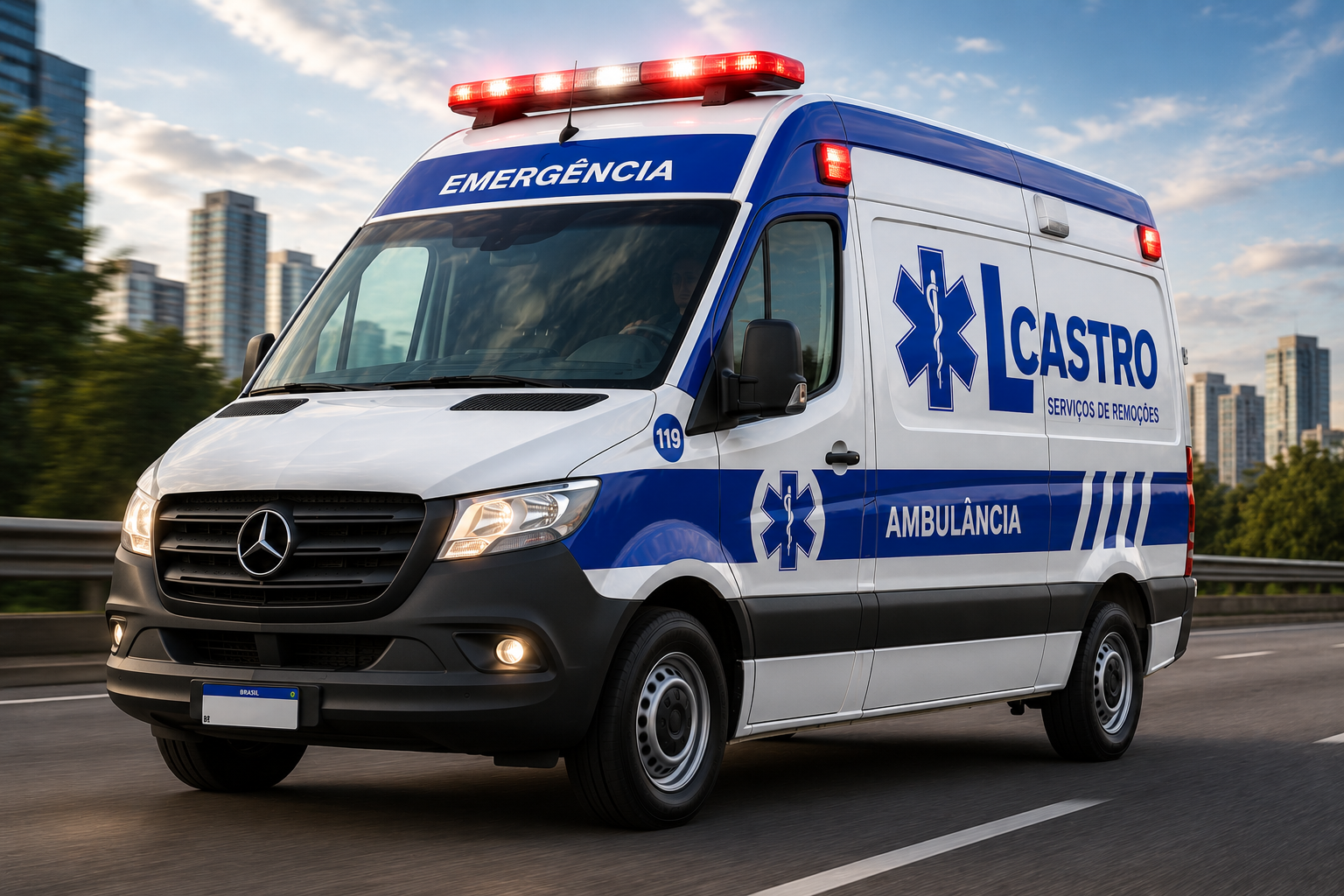 Ambulância da Lcastro em atendimento